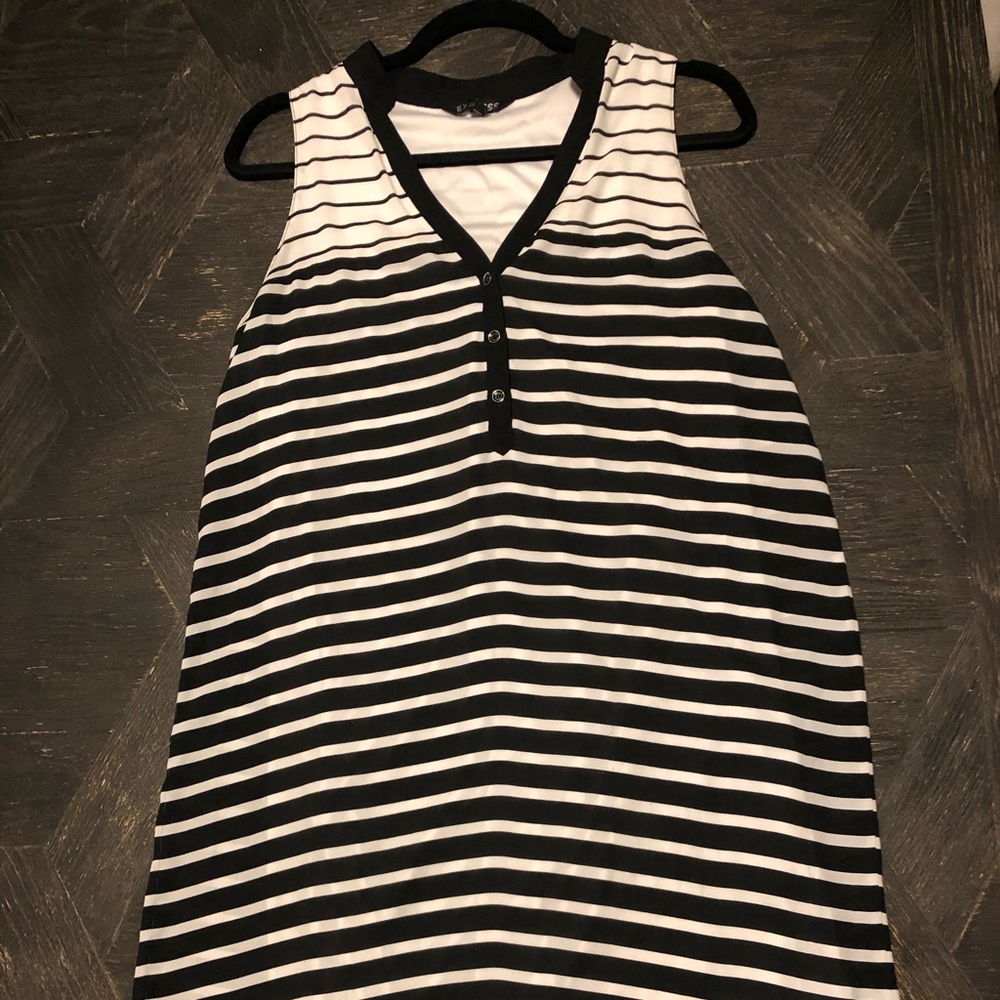Express mini dress. Stripped black and white.